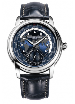  FC 718NWM4H6 Manufacture Worldtimer 42mm GMT Date Blue Dial Blue Leather Strap FC 718NWM4H6