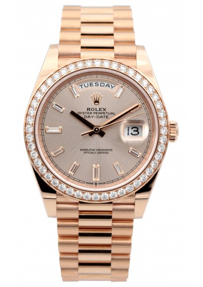 Rolex Daydate 18K Sundust Baguette UNWORN 2022 228345RBR Rolex Daydate 18K Sundust Baguette UNWORN 2022 228345RBR