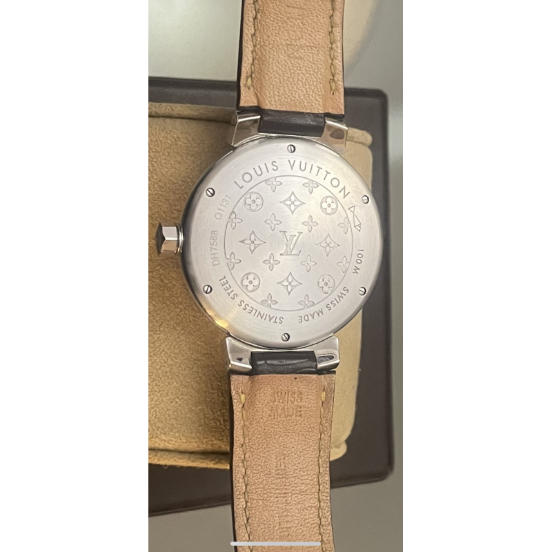 LOUIS VUITTON Tambour GMT Wrist Watch Q1131 Automatic SS Leather