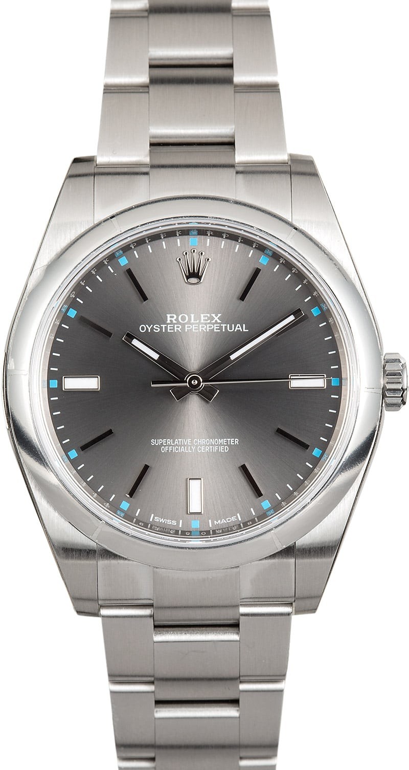 Rolex 39mm rhodium hot sale
