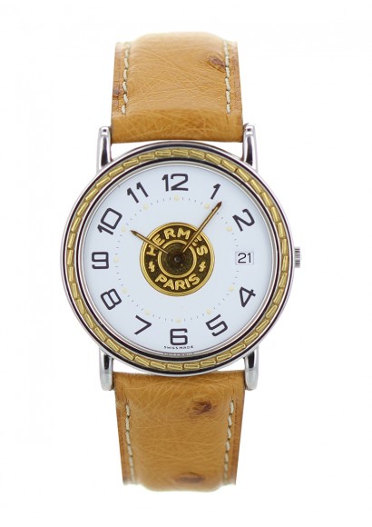 montre-hermes-sellier-acier-plaque-or-jaune-cuir