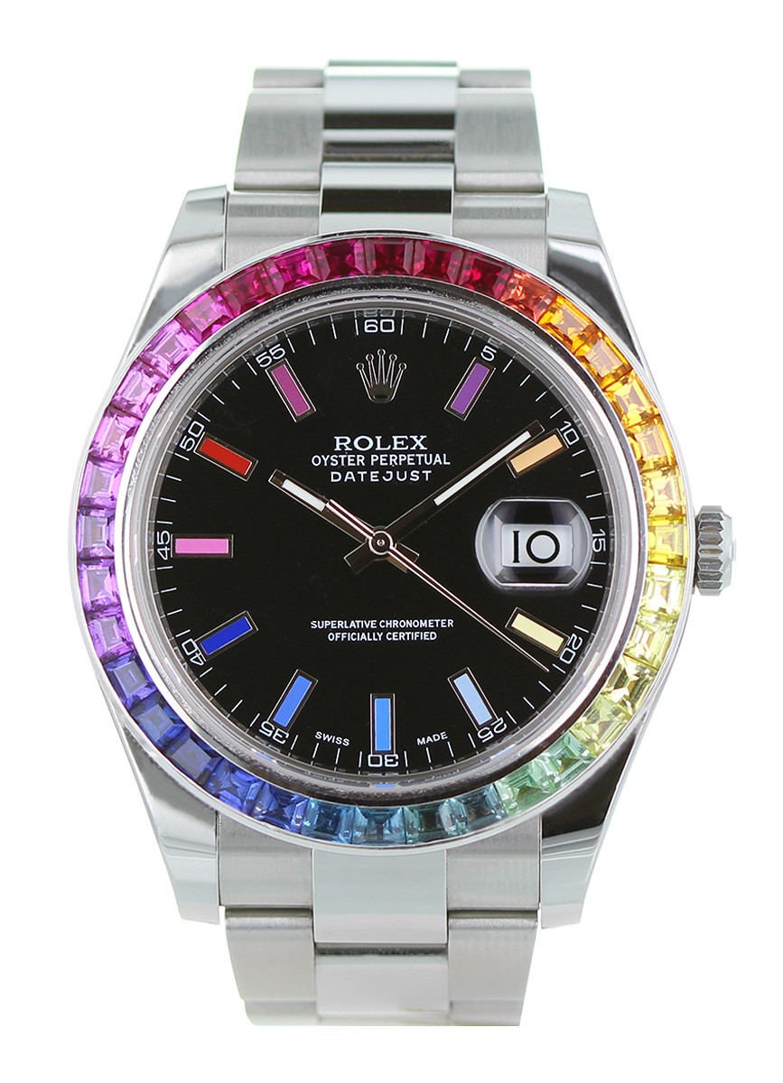 rolex datejust ii rainbow black