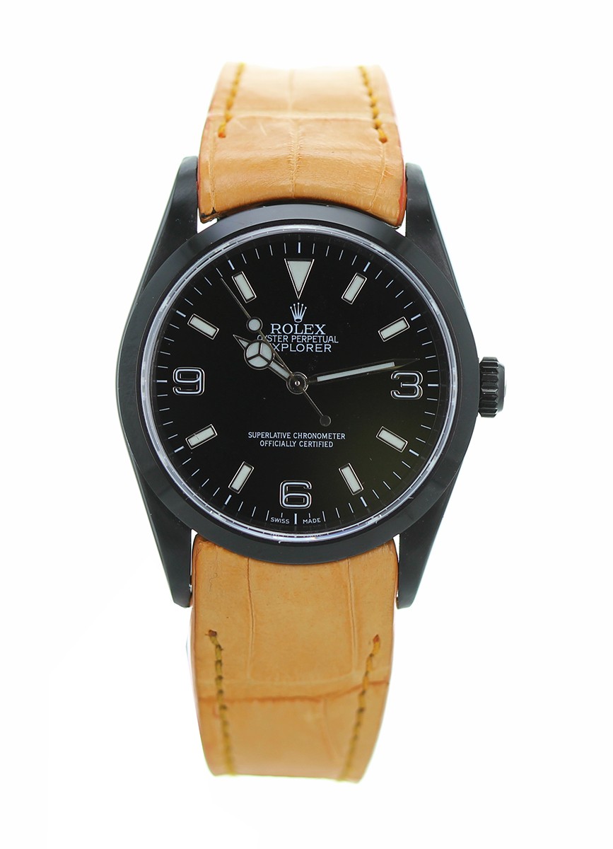 Swiss Rolex Datejust cadran noir boîtier en or Bracelet en cuir noir   Replique montre de luxefausse Rolex montre montre pas cher