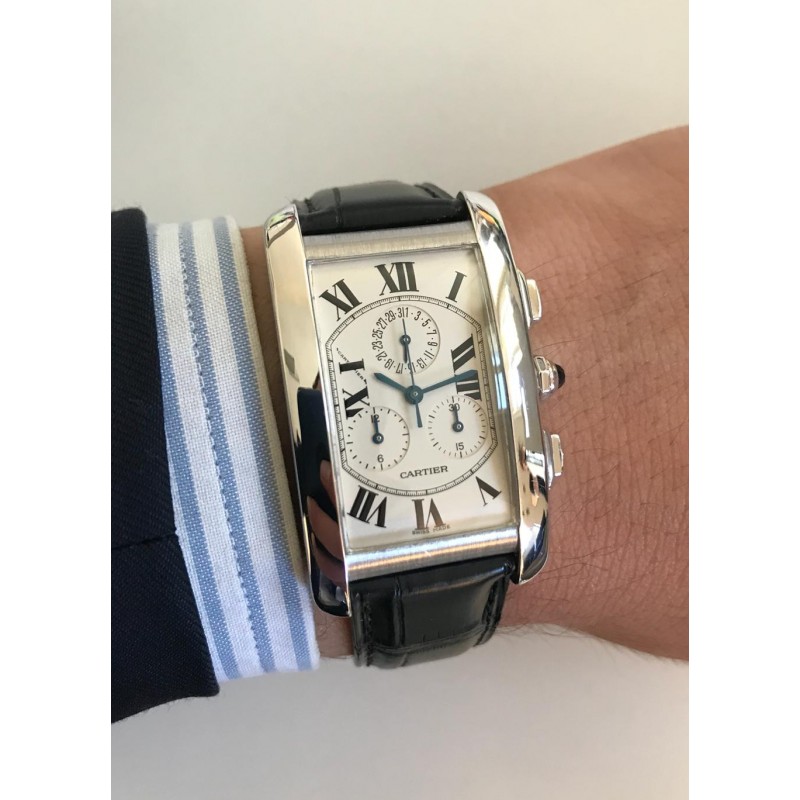 cartier tank americaine chrono oro bianco